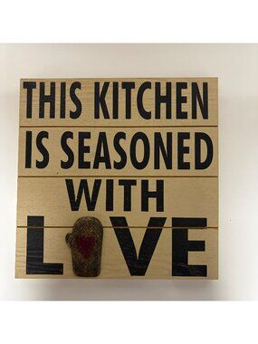 This Kitchen Is Seasoned With Love Wooden Kitchen Wall Decor 3D Oven Mitt